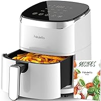 White Air Fryers 4 Qt, Fabuletta 1550W 9 Preset Cookings Air Fryer Oilless Cooker, Shake Reminder, 450°F freidora de aire,Tempered Glass Display, Dishwasher-Safe & Nonstick, Fit for 2-4 People