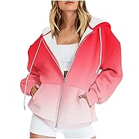 TUNUSKAT Zip Up Hoodies for Women Fall Fashion 2023 Oversized Y2k Jacket Teen Girls Cute Print Thin Workout Hooded Sweatshirt