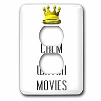 3dRose Lsp_120910_6 Gold Crown Keep Calm and Watch Movies 2 Plug Outlet Cover