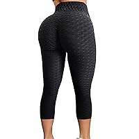 FITTOO Womens High Waist Textured Workout Leggings Booty Scrunch Yoga Pants Slimming Ruched Tights