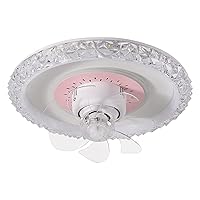 Flush Mount Ceiling Fan with Lights Remote Control, Modern Indoor Flush Mount Ceiling Light with Fan 3 Color 3 Speeds and 360-Degree Oscillating, for Bedroom, Living Room, Kitchen,Pink