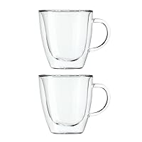 Oggi Set of 2 Double Wall Glass Coffee Cups - 16oz, Ultra Clear Borosilicate Glass Insulated Coffee Cup Set, Tea Cup Set, Cappuccino Cup Set, Latte Cup Set