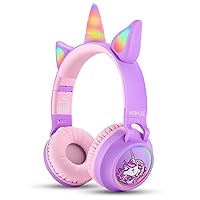 Bluetooth Kids Headphones Wireless Kids Headphones 93dB Limited Volume Wireless Headphones for Kids Unicorn