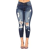 Andongnywell Distressed Jeans Women Skinny Jeans Butt Lift Ripped Jegging High Waisted Stretch Sexy Denim Pants with Holes