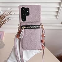 Crossbody Wallet Leather Lanyard Card Holder Case for Samsung S23 Ultra S22 Plus A53 A33 A13 A54 A34 A24 A14 A22 Cover,Purple,for A34 5G