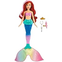 Disney Princess Ariel Swimming Mermaid Fashion Doll with Color-Change Hair & Tail, Swimming Movement