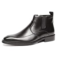 Mens Boots Leather Zipper Ankle Dress Chelsea Boots for Men Black Tan