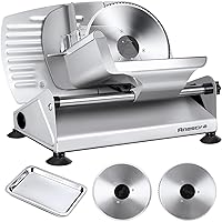 Meat Slicer, Anescra 200W Electric Deli Food Slicer with Two Removable 7.5’’ Stainless Steel Blades and Food Carriage, 0-15mm Adjustable Thickness Meat Slicer for Home, Food Slicer Machine