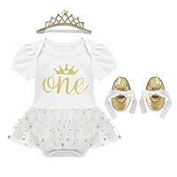 ACSUSS Infant Baby Girls Sequins First 1ST Birthday Party Outfits Short Sleeves Polka Dots Tutu Dress Romper Bodysuit