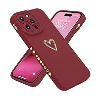Teageo Compatible with iPhone 14 Pro Max Case 6.7 inch For Women Girls, Cute Luxury Heart [Soft Anti-Scratch Full Camera Lens Protective Cover] Silicone Girly Phone Case for iPhone 14 Pro Max-Burgundy