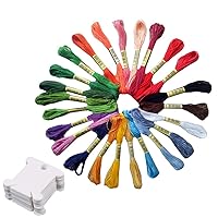 24 Skeins Embroidery Floss Friendship Bracelets Floss Rainbow Multi-Color Embroidery Thread Cross Stitch Crafts Floss with 12 Pcs Floss Bobbins