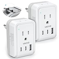 [2-Pack] European Travel Plug Adapter, VINTAR Foldable International Power Plug with 2 AC Outlets 3 USB Ports(2 USB C),Type C Travel Essentials Charger for US to Most of Europe EU Italy Spain France
