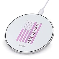 Ribbon Flag Breast Cancer Awareness Round Wireless Charger Pad with USB Cable No AC Adapter 10W Fast Charging Station