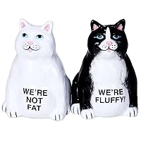 Pacific Giftware Fluffy Fat Cats Ceramic Magnetic Salt and Pepper Shaker Set