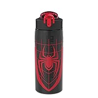 Zak Designs Marvel Spider-Man Water Bottle For School or Travel, 25 oz Durable Plastic Water Bottle With Straw, Handle, and Leak-Proof, Pop-Up Spout Cover (Spider-Man)