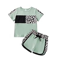 Toddler Girl Clothes Summer Outfits Cute Baby Short Sleeve T-shirt Shorts Leopard Camo Printed 18 Months to 6 Years