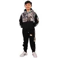 Kids Boys Girls Tracksuit A2Z Camouflage Contrast Hooded Top Bottom Jogging Suit