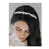 SWEETV Bridal Headband Wedding Headpieces for Bride Wedding Headband for Women Rhinestone Bridal Hair Accessories Vintage Style Silver