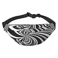 White Black Swirl Design Print Fanny Packs for Women Men Crossbody Waist Bag Waterproof Belt Bag with Adjustable Strap