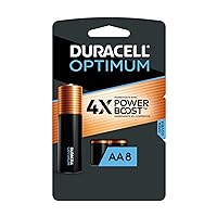Duracell Optimum AA Batteries with Power Boost Ingredients, 8 Count Pack Double A Battery with Long-lasting Power, All-Purpose Alkaline AA Battery for Household and Office Devices