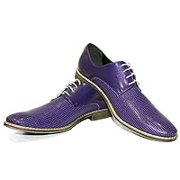 Modello Brindisi - Handmade Italian Mens Color Purple Oxfords Dress Shoes - Cowhide Embossed Leather - Lace-Up