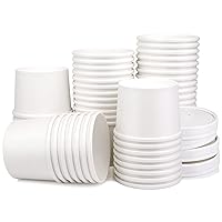 12oz 50 Pack Disposable Paper Soup Cups, White Paper Food Soup Containers with Vented Lid, Disposable Soup Bowls for Ice Cream Dessert Yogurt