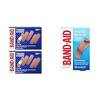 Band-Aid Brand Tough Strips Adhesive Bandage, All One Size, 60 Count of 2 & Brand Water Block Waterproof Tough Adhesive Bandages for Minor Cuts and Scrapes, All One Size, 20 Count (Pack of 1)