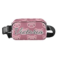 Custom Pink Cute Pig Piggy Fanny Packs for Women Men Personalized Belt Bag with Adjustable Strap Customized Fashion Waist Packs Crossbody Bag Waist Pouch for Travel