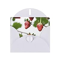 Strawberry Print Blank Greeting Cards, Love Buttons, Pearl Paper Envelopes Suitable For Various Occasions - Anniversary Cards, Thank You Cards, Holiday Cards, Wedding Cards, Congratulations, And More