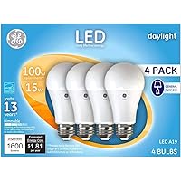GE Daylight 100 Watt Replacement LED Light Bulbs, General Purpose, Bluish White Light Bulbs 4 Pack (Daylight, 4 Pack)