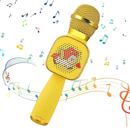Karaoke Microphone for Kids,Portable Microphone Speaker for Girls & Boys,Wireless Handheld Mic Speaker Toys with Voice Change,Gifts for Children Birthday Christmas Party