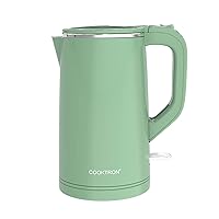 1.7L Electric Kettle Quiet, Double Wall Hot Water Boiler BPA-Free, Quiet Boil and Cool Touch Tea Kettle, Cordless with Auto Shut-Off & Boil Dry Protection, 1500W Fast Boiling, Green