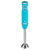 Immersion Hand Blender 2 Speed Stick Mixer with Stainless Steel Shaft & Blade, 300 Watts Easily Food, Mixes Sauces, Purees Soups, Smoothies, and Dips, Turquoise