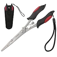 Long Nose Fishing Pliers,Ice Fishing Gear,Stainless Steel Hook Remover Braid Cutter Rustproof Fishing Multi-Tools Fishing Gripper for Freshwater Saltwater