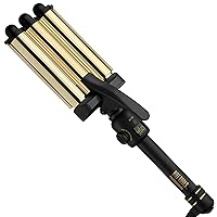 Hot Tools Pro Artist 24K Gold Digital 3 Barrel Hair Waver | Long Lasting Defined Waves (Jumbo Size)