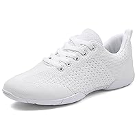 Girls White Mesh Cheerleading Dance Shoes Athletic Training Tennis Breathable Youth Performance Cheer Sneakers