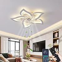 Ceiling Fan with Lighting, Modern LED Dimmable Ceiling Light with Fan and Remote Control, Quiet, Creative, 5 Lights Design, for Bedroom, Kitchen, Dining Room (69 cm, White)