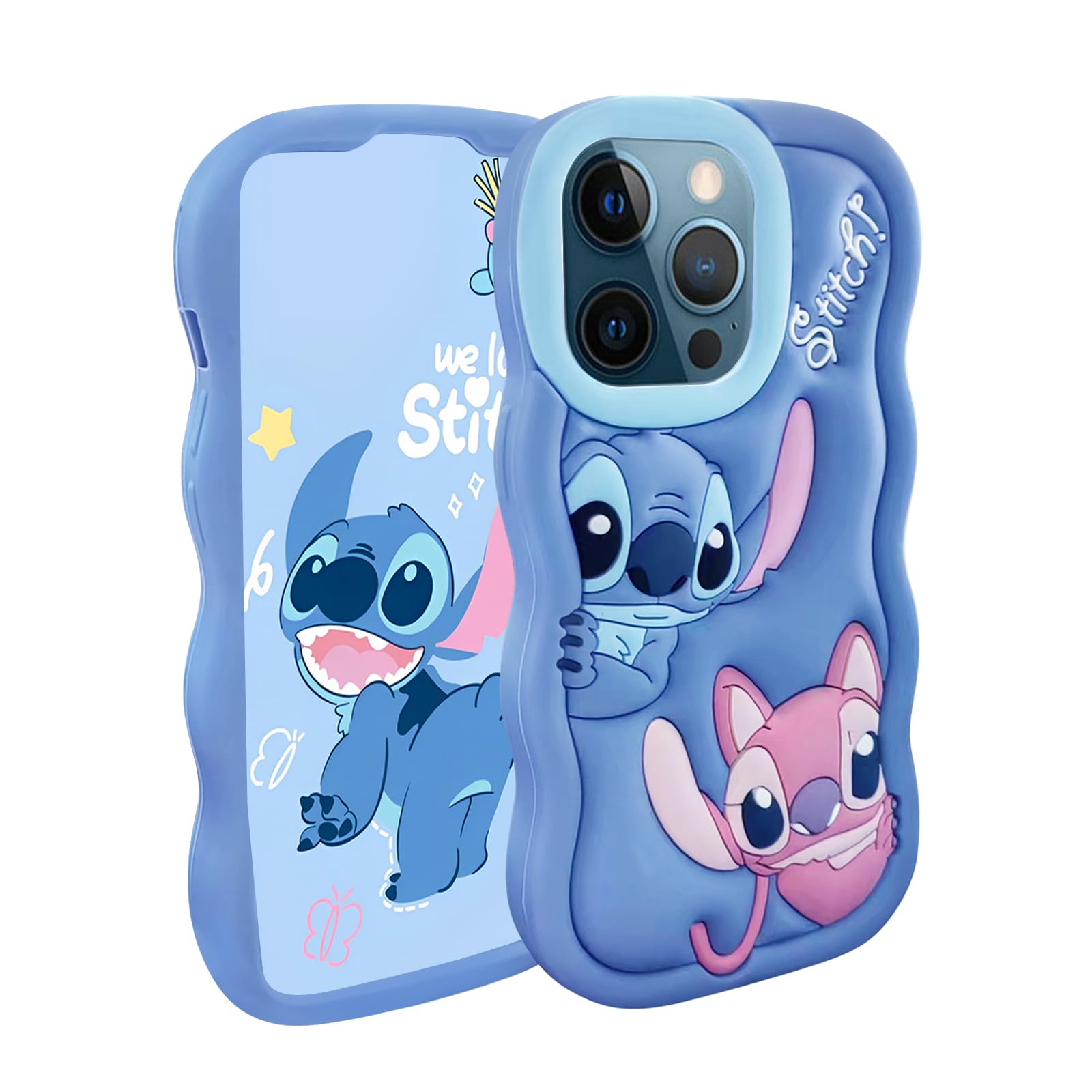 Cases for iPhone 12 Pro Max Case, Stich Cute 3D Cartoon Unique Soft Silicone Cool Animal Character Anti-Bump Protector Boys Kids Girls Gifts Cover Housing Skin Shell for iPhone 12 Pro Max 6.7”
