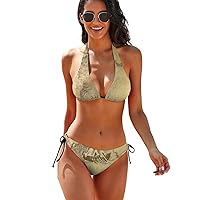 Swimwear for Teens Push Up Underwater World Life Map Two Piece Wrap Beach Removable Padding Bra Tie Back