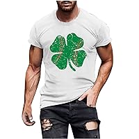 Men's Clover Print T-Shirts St Patricks Day Costume Irish Green Day Tee Tops Stylish Muscle Fit Short Sleeve Shirt