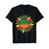 Sunflower Juneteenth American Flag African American T-Shirt