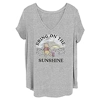 Disney Women's Winnie The Pooh Bring on The Sunshine Junior's Plus Short Sleeve Tee Shirt
