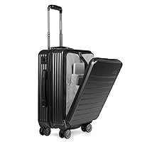 Traveler's Choice Mykel Front Pocket Polycarbonate Hardside Luggage with Laptop Sleeve and Ergonomic Handle, Black, Carry-On 22-Inch
