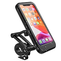 Bicycle Motorcycle Phone Holder,360 Deg Rotation Adjustable And Waterproof, Fits for Phone Within 7 inches, Black, 193x99x25mm