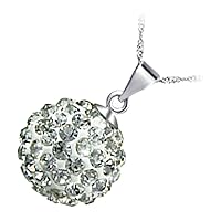 GWG Jewellery 925 Sterling Silver Coated Adorned with Coloured Crystals Ball Chain Pendant Necklace