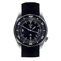 MWC (Military Watch Company) 500m Automatic Black Steel Date Display NATO Fabric Diver Men's Watch, strap
