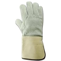 MAGID T374DPG-SP-XL Top Gunn Full Leather Double Palm Gloves with Gauntlet Cuff and Spectra Lining, XL, Off White (Pack of 12)