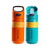Tommee Tippee Superstar Insulated Flip Top Sportee, 18 months+, 11oz, Toddler Sippy Cup, Leak and Shake Proof, Antimicrobial Spout, Pack of 2, Orange and Teal