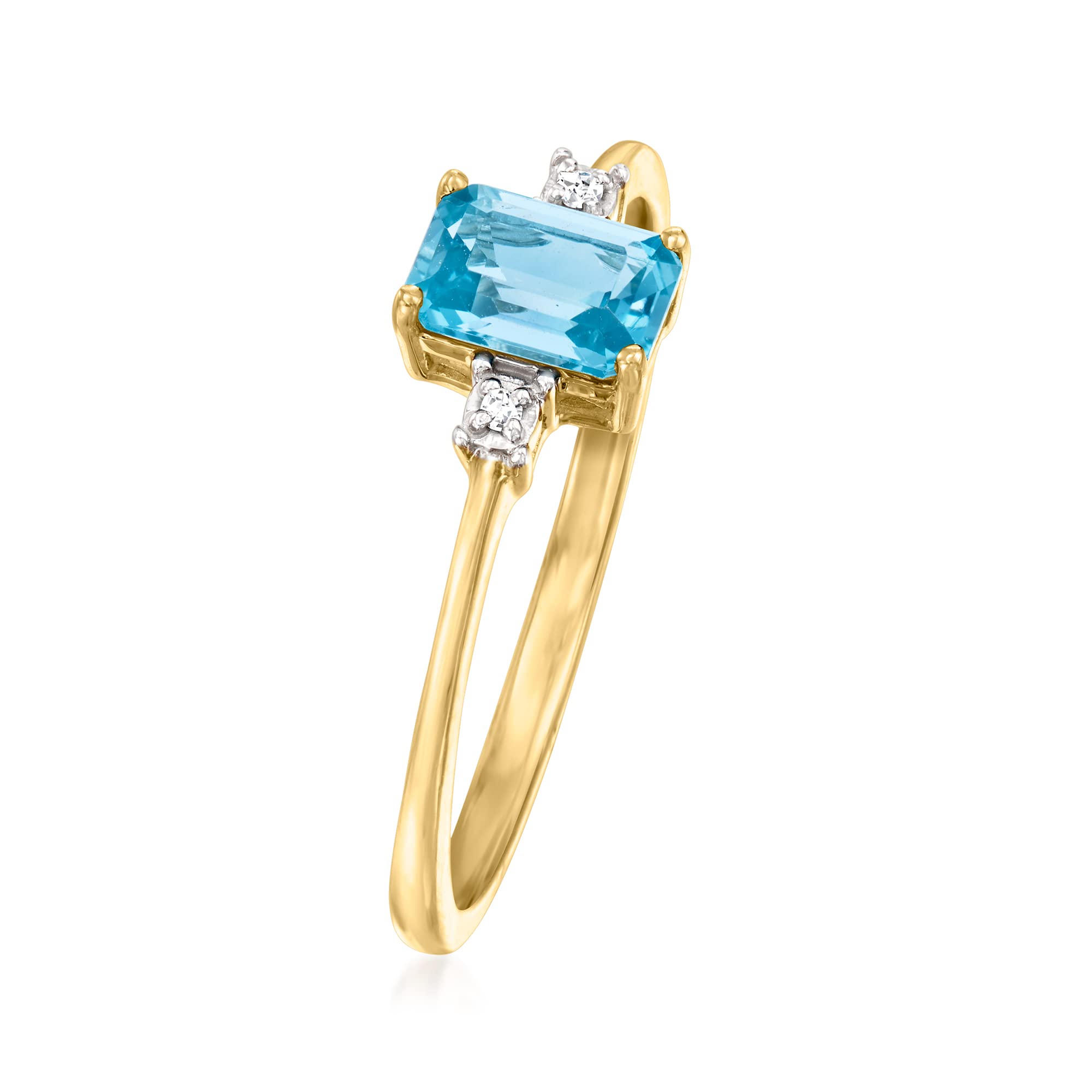 Canaria 0.40 Carat London Blue Topaz Ring With Diamond Accents in 10kt Yellow Gold
