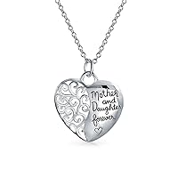 Bling Jewelry Personalized Scroll Heart Shape Inspirational Word Saying Mother Daughter Forever Heart Pendant Necklace For Women Mother .925 Sterling Silver Customizable